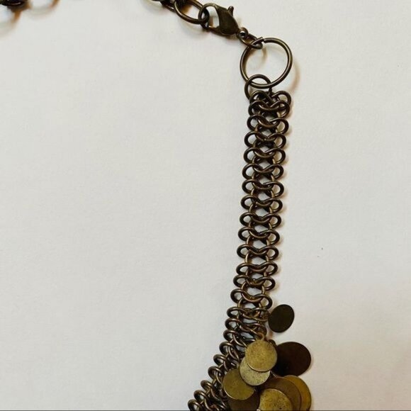 Vintage Brass Necklace Gypsy Costume Adjustable Jewelry Chain Mail Necklace - Picture 5 of 12